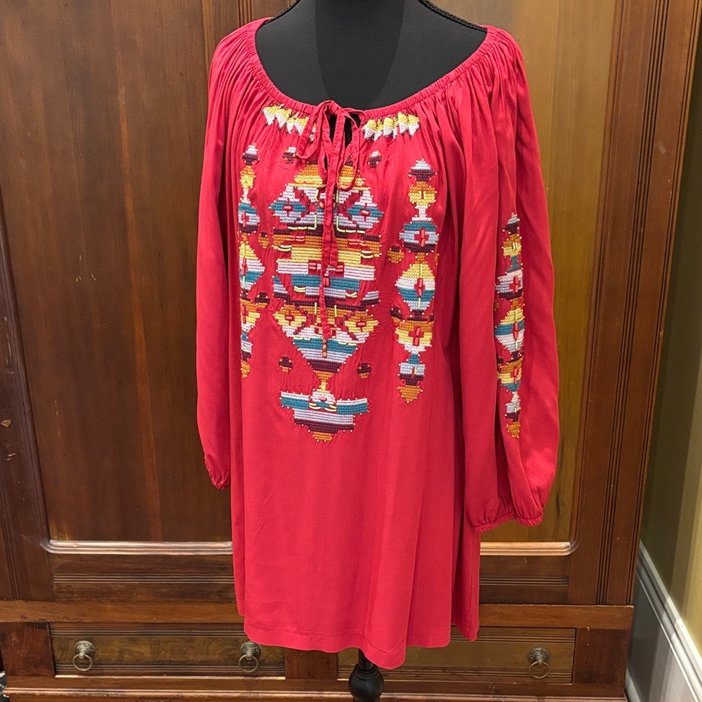 Bohemian Red Embroidered Blouse